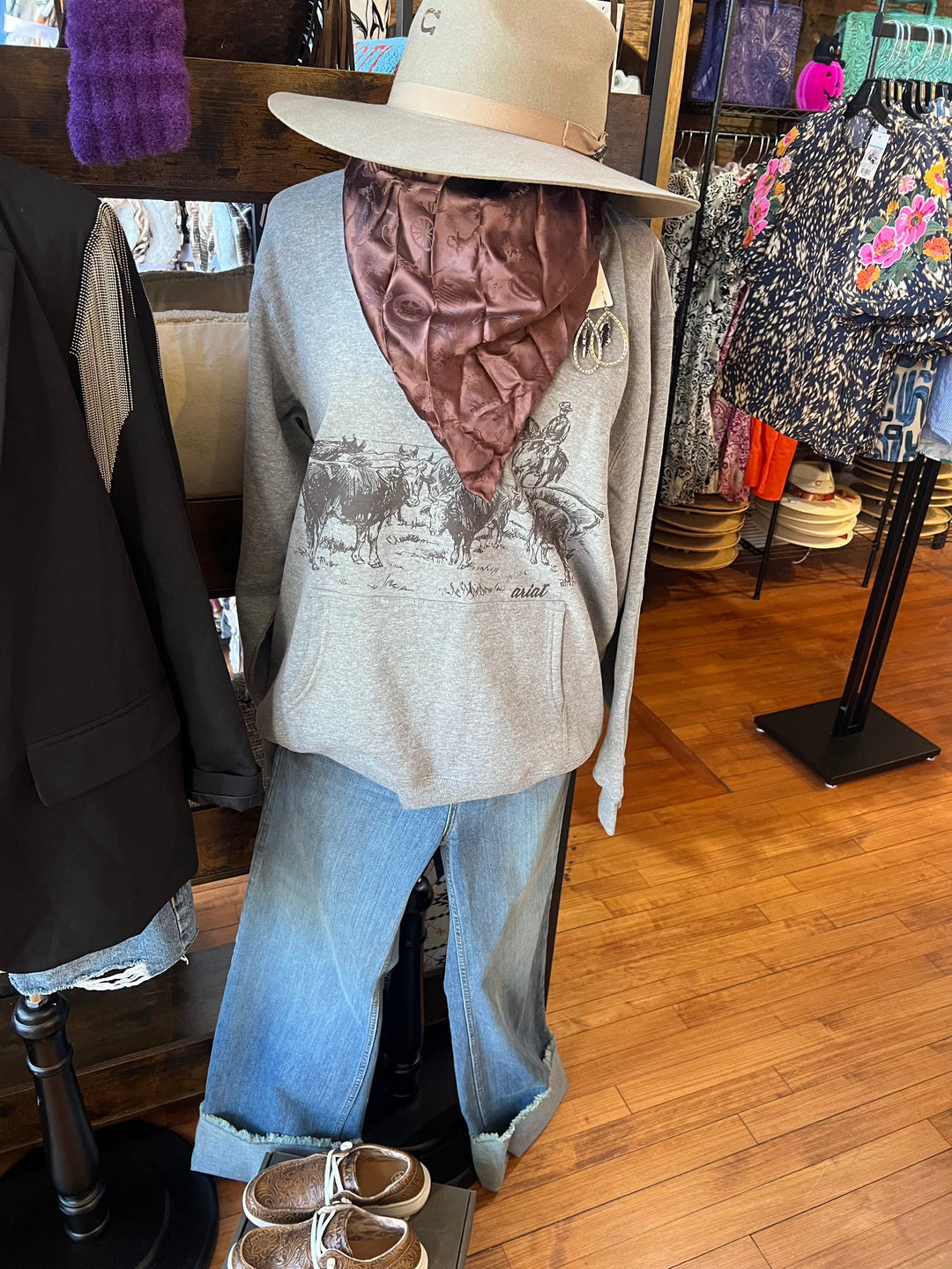 Women's 1/2 Zip Sweatshirt-Sweaters-Ariat-Whiskey Ray's Boutique, Women's Western Wear Boutique in Waxahachie, TX