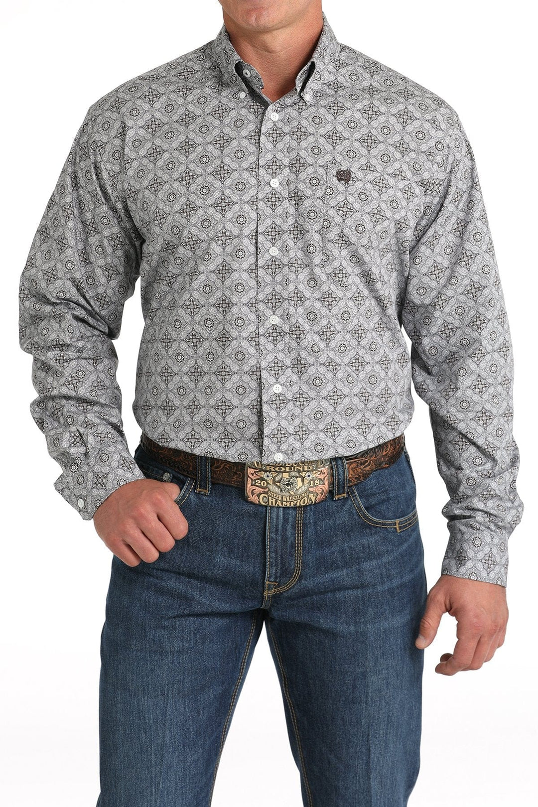 Cinch Medallion Print Button-Down Western Shirt - Brown-Men's Shirts-Cinch-Whiskey Ray's Boutique, Women's Western Wear Boutique in Waxahachie, TX