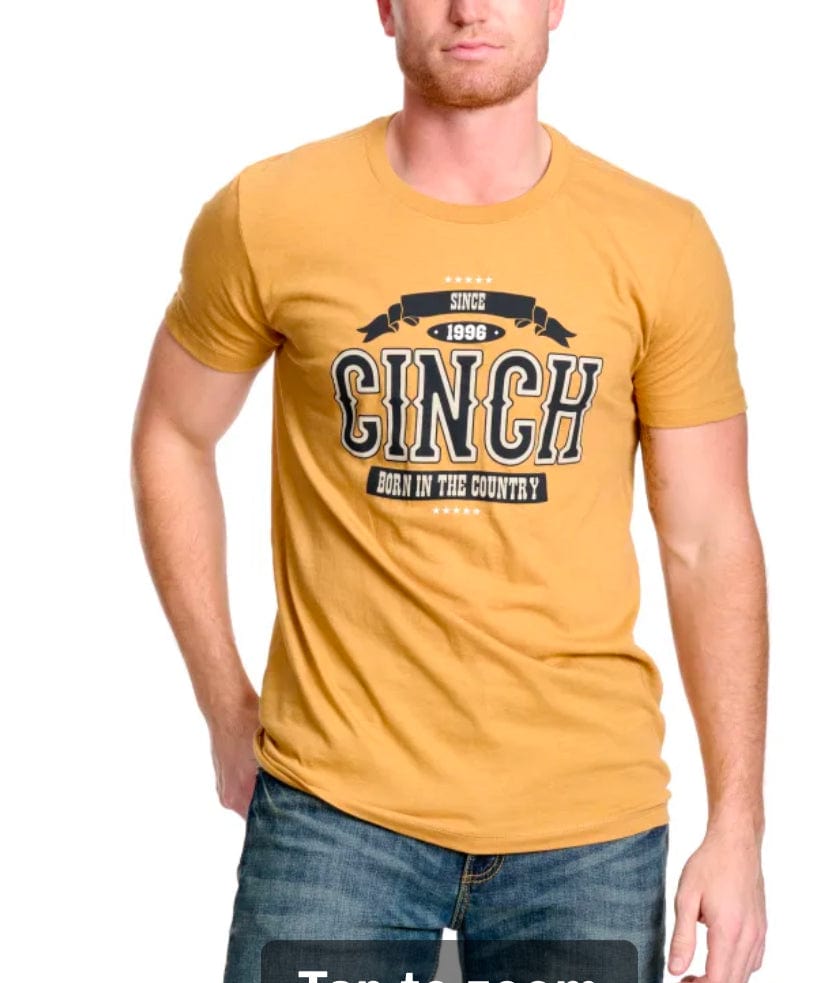 Cinch Men's Honey Gold Logo Graphic T-Shirt-Men's Shirts-Cinch-Whiskey Ray's Boutique, Women's Western Wear Boutique in Waxahachie, TX