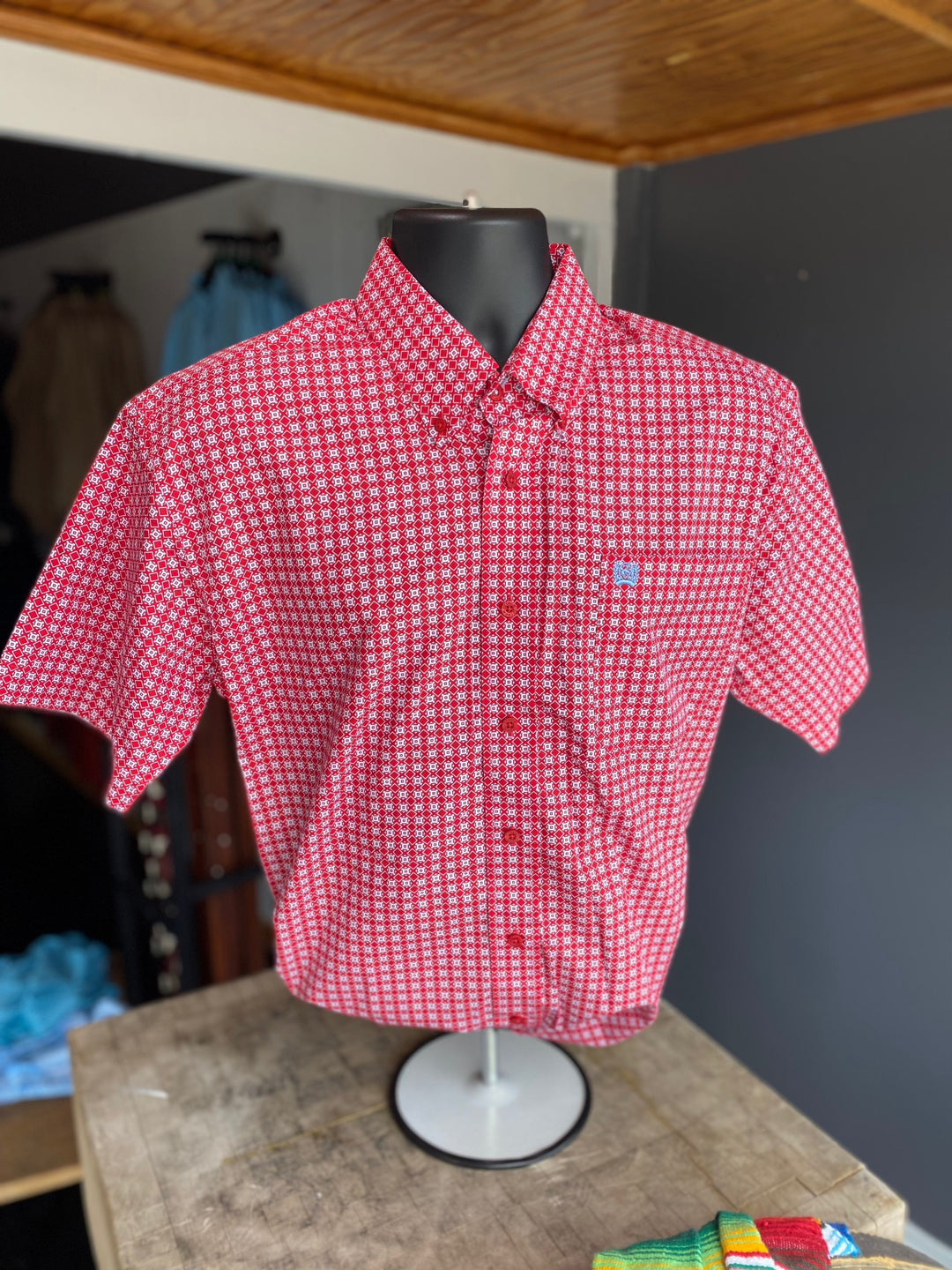 Cinch Men's SS Red Button Down-Men's Shirts-Cinch-Whiskey Ray's Boutique, Women's Western Wear Boutique in Waxahachie, TX