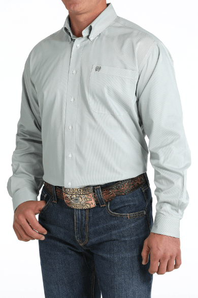 Men's Green Stripe Print Button Long Sleeve Western Shirt-Men's Shirts-Cinch-Whiskey Ray's Boutique, Women's Western Wear Boutique in Waxahachie, TX