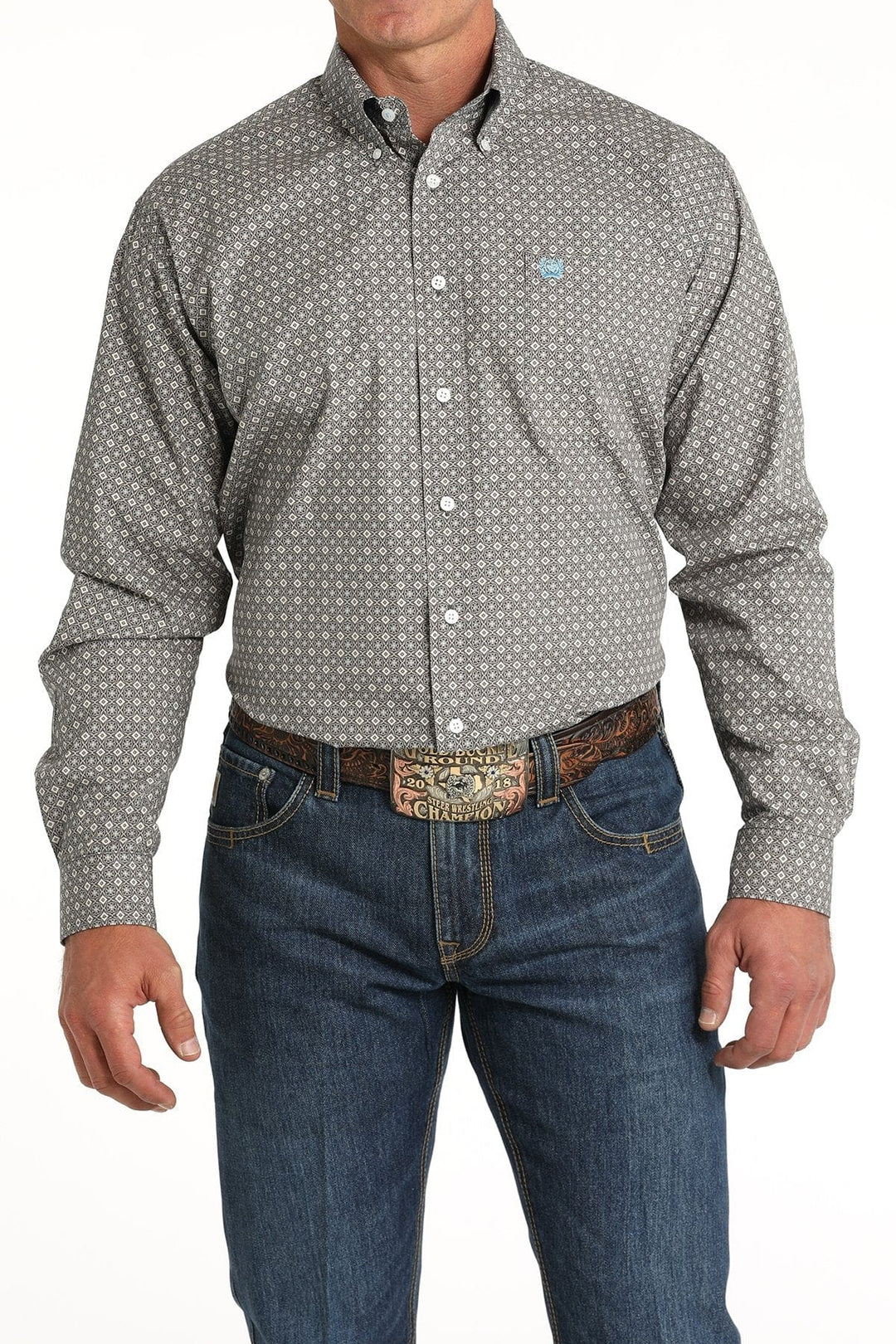 Men's Medallion Print Button-Down Western Shirt - Blue-Men's Shirts-Cinch-Whiskey Ray's Boutique, Women's Western Wear Boutique in Waxahachie, TX