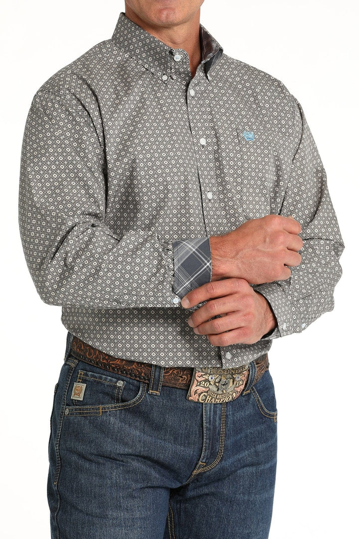 Men's Medallion Print Button-Down Western Shirt - Blue-Men's Shirts-Cinch-Whiskey Ray's Boutique, Women's Western Wear Boutique in Waxahachie, TX