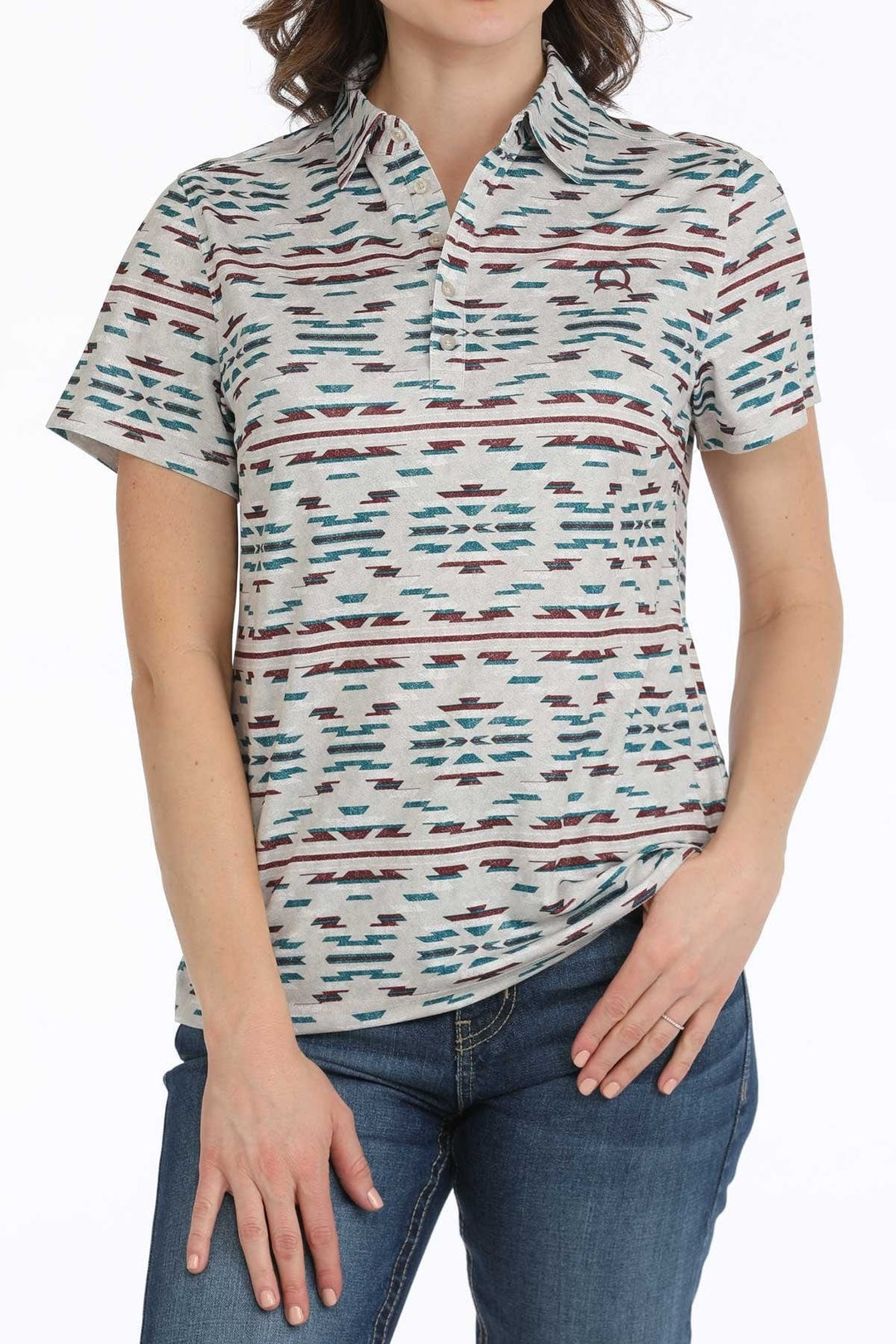 Women's Cinch Southwest Polo-Women's top-Cinch-Whiskey Ray's Boutique, Women's Western Wear Boutique in Waxahachie, TX