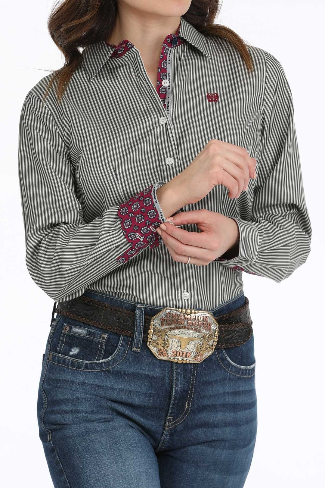 Women's Tencel™ Black Stripe Button Up Shirt-Women's top-Cinch-Whiskey Ray's Boutique, Women's Western Wear Boutique in Waxahachie, TX