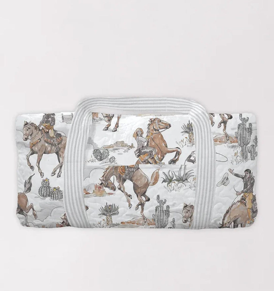Birdie Neutral Quilted Duffle Bag-Duffel Bags-Ida Mae Home-Whiskey Ray's Boutique, Women's Western Wear Boutique in Waxahachie, TX