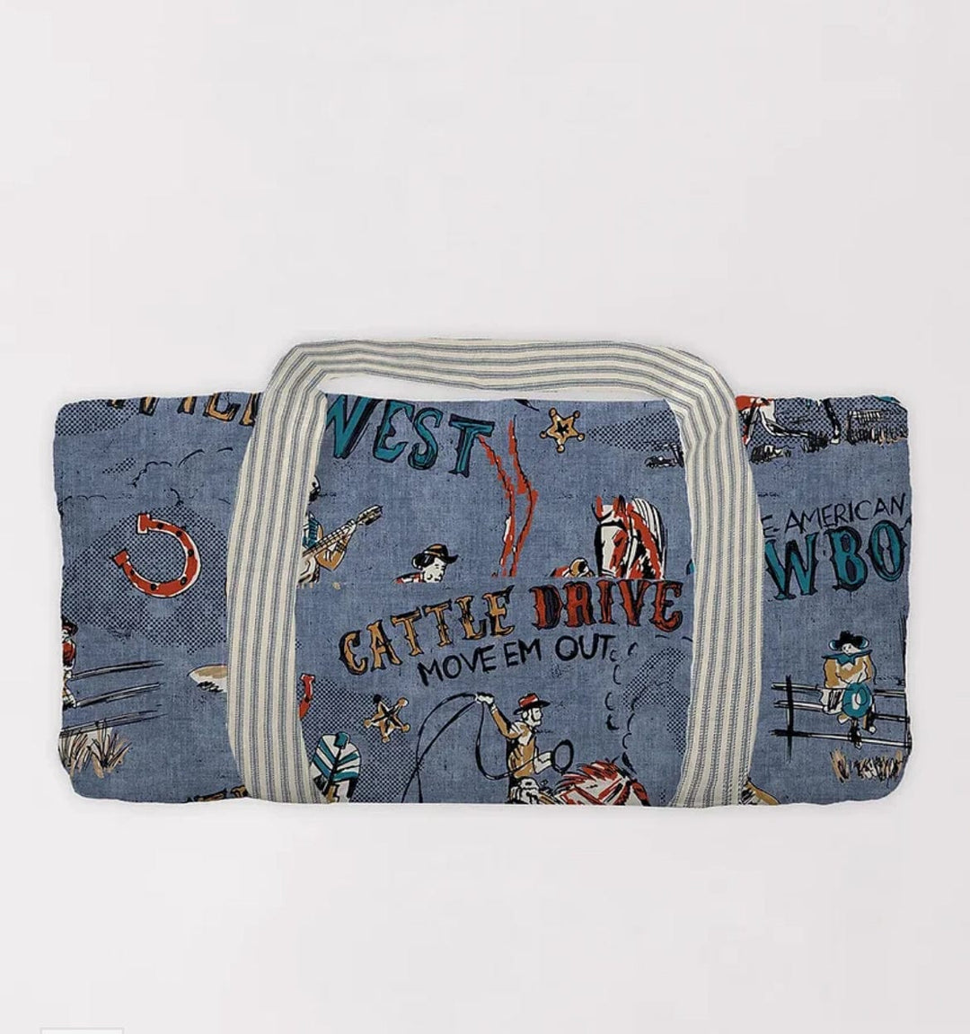Cattle Drive Chambray Weekender Duffle Bag-Duffel Bags-Ida Mae Home-Whiskey Ray's Boutique, Women's Western Wear Boutique in Waxahachie, TX