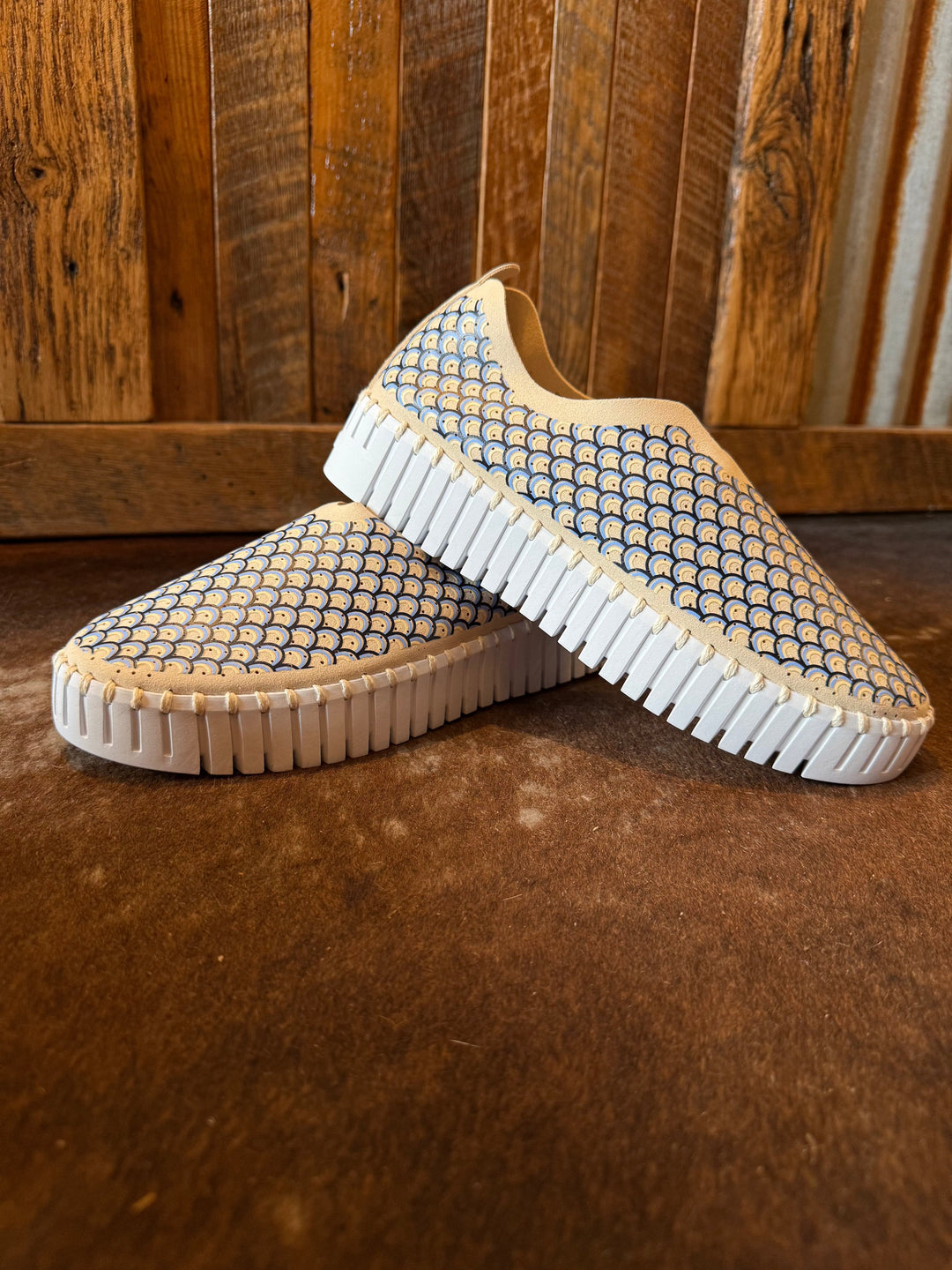 Women's Ilse Jacobson Platform Sneaker- Blue/Tan-Slip Ons-Ilse jacobson-Whiskey Ray's Boutique, Women's Western Wear Boutique in Waxahachie, TX