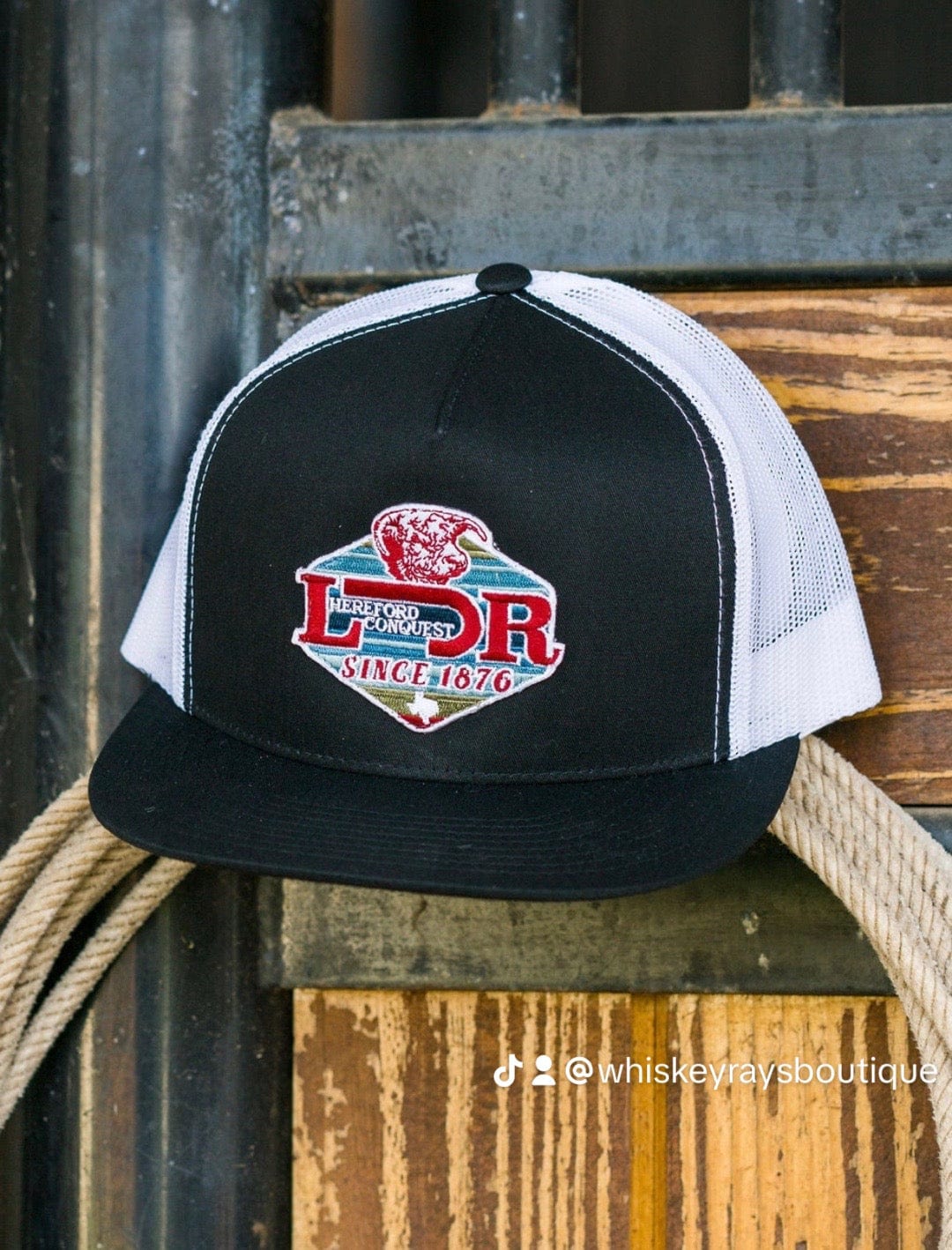 Lazy J Black & White Conquest Cap-Hats-Lazy J Ranchwear-Whiskey Ray's Boutique, Women's Western Wear Boutique in Waxahachie, TX