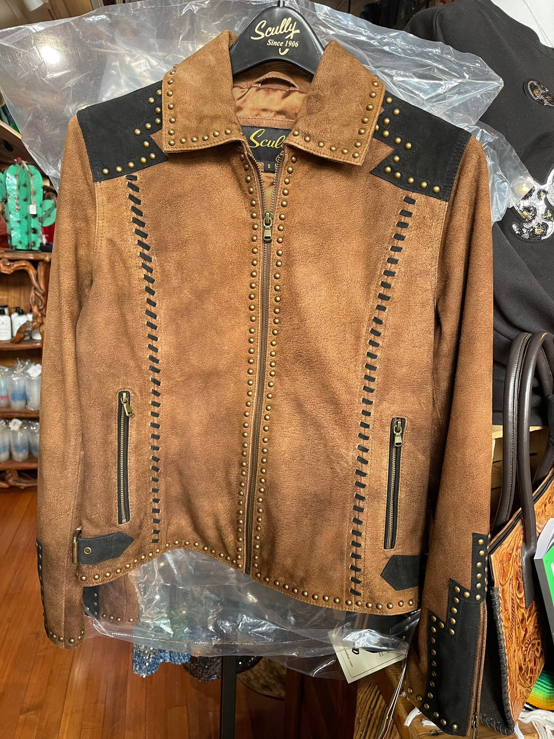 Scully ladies Studded Jacket-Coats & Jackets-Scully-Whiskey Ray's Boutique, Women's Western Wear Boutique in Waxahachie, TX