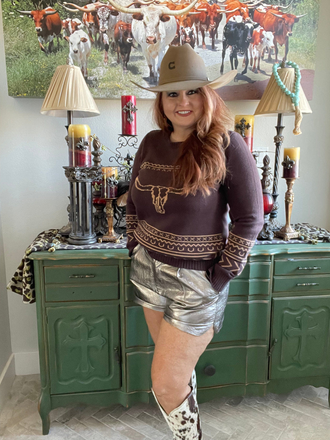 Metallic Pleather Shorts - Gun Metal-Shorts-Whiskey Ray's Boutique-Whiskey Ray's Boutique, Women's Western Wear Boutique in Waxahachie, TX