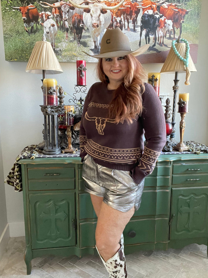 Metallic Pleather Shorts - Gun Metal-Shorts-Whiskey Ray's Boutique-Whiskey Ray's Boutique, Women's Western Wear Boutique in Waxahachie, TX