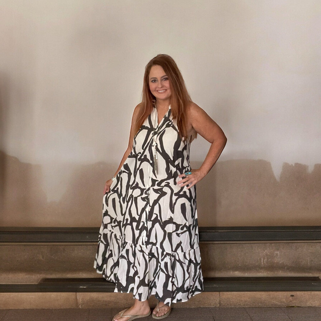 Abstract Halter Dress-Dresses-Whiskey Ray's Boutique-Whiskey Ray's Boutique, Women's Western Wear Boutique in Waxahachie, TX