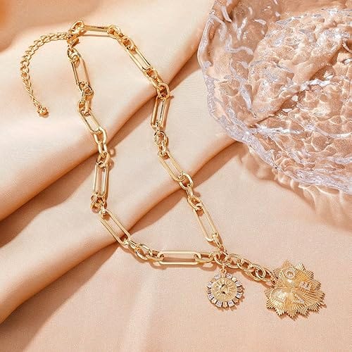 Women's Sun and Heart Pendent Chocker Necklace-Jewelry-Whiskey Ray's Boutique-Whiskey Ray's Boutique, Women's Western Wear Boutique in Waxahachie, TX