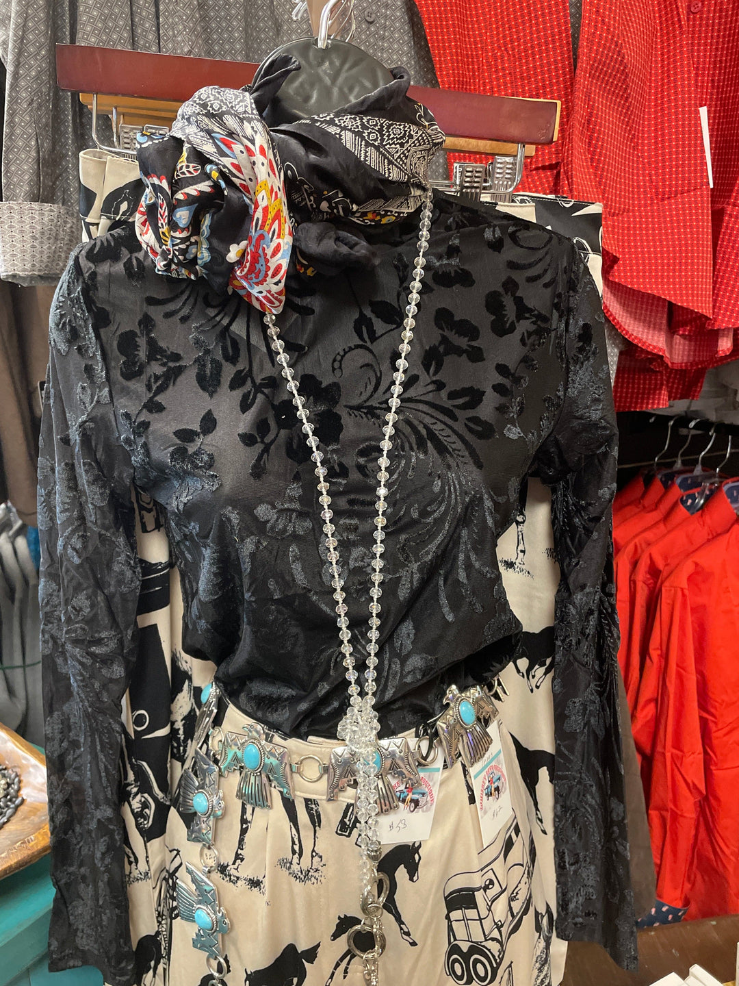 Black Velvet Mesh Top-Long Sleeves-Whiskey Ray's Boutique-Whiskey Ray's Boutique, Women's Western Wear Boutique in Waxahachie, TX