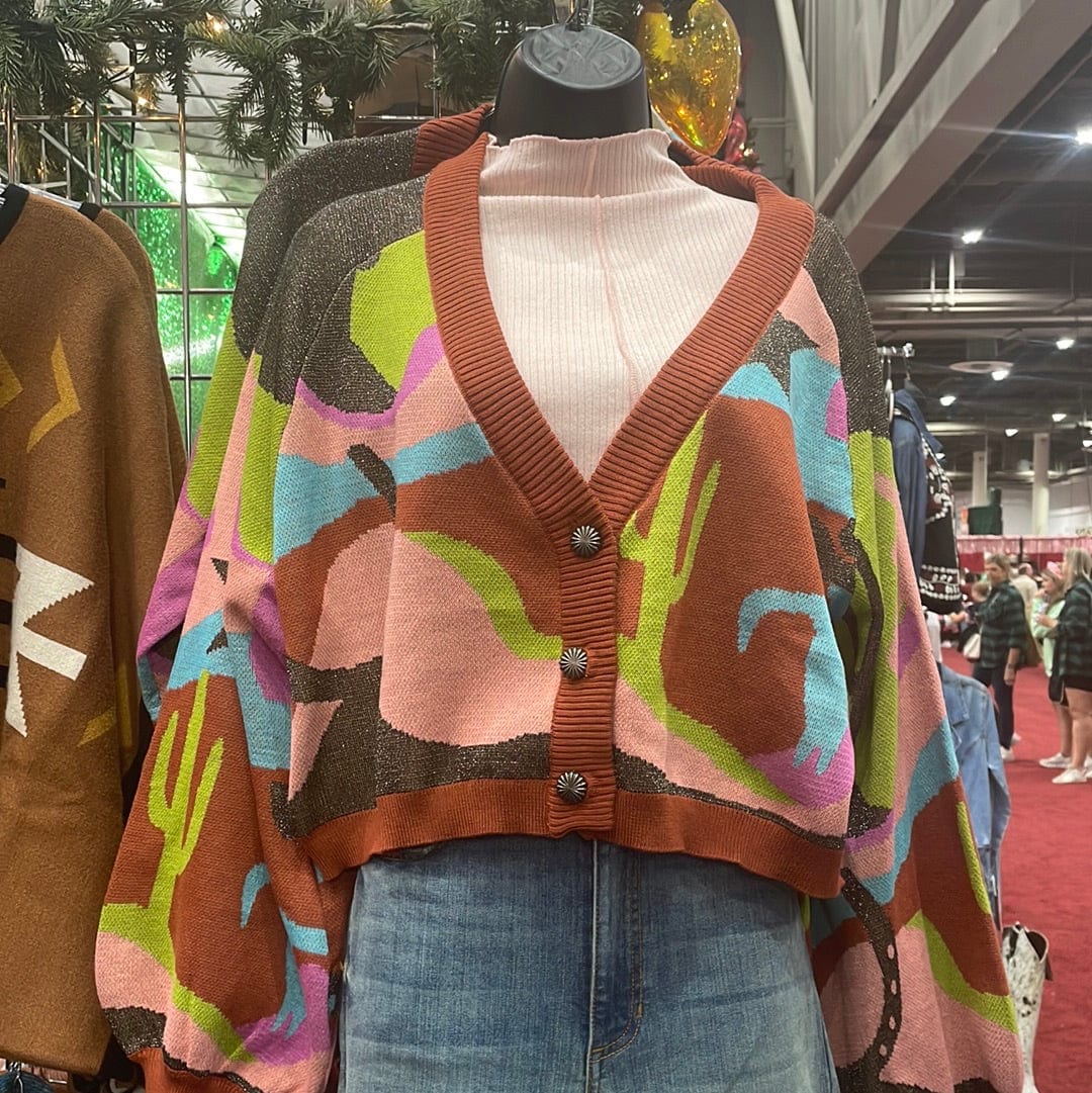 Retro Amigo Crop Sweater-Sweaters-Whiskey Ray's Boutique-Whiskey Ray's Boutique, Women's Western Wear Boutique in Waxahachie, TX