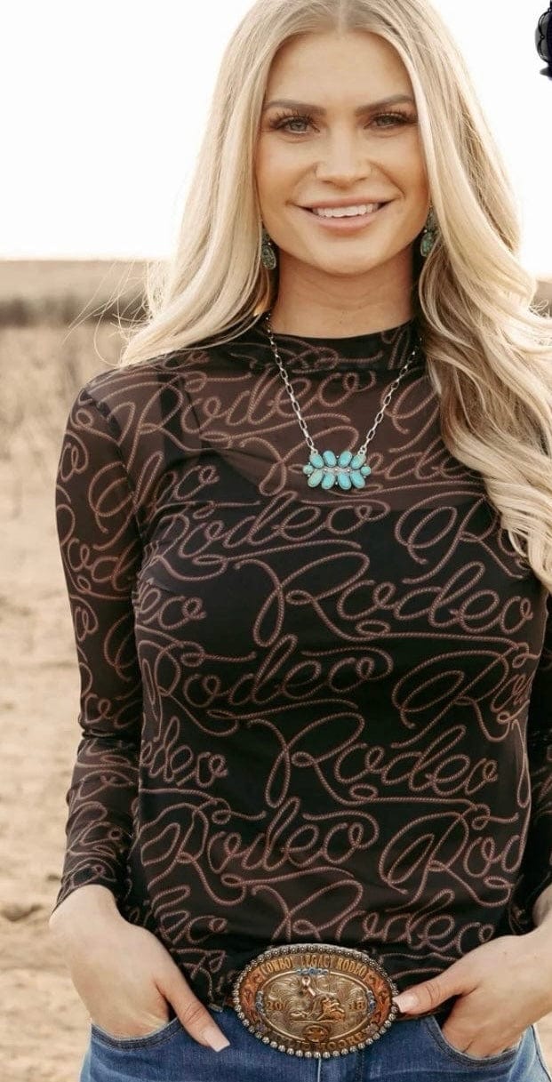 Rodeo Queen Mesh Top-Long Sleeves-Whiskey Ray's Boutique-Whiskey Ray's Boutique, Women's Western Wear Boutique in Waxahachie, TX