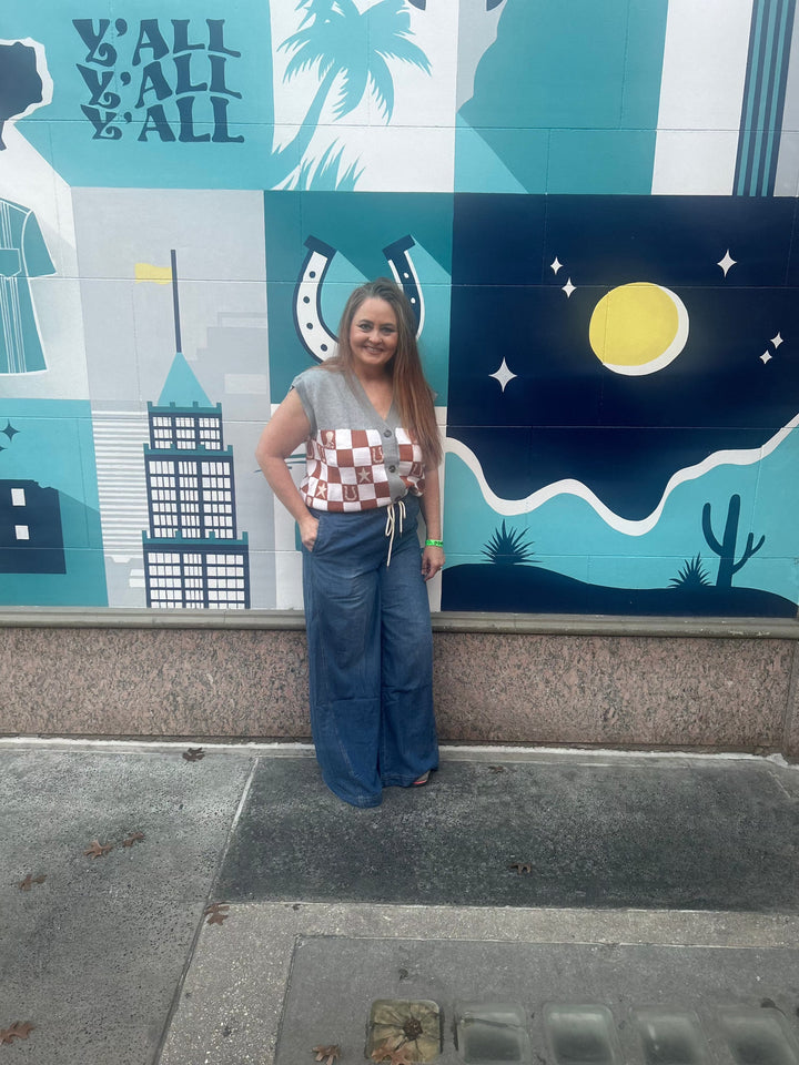 Women's Western Checkered Sweater Vest-Vests-Whiskey Ray's Boutique-Whiskey Ray's Boutique, Women's Western Wear Boutique in Waxahachie, TX