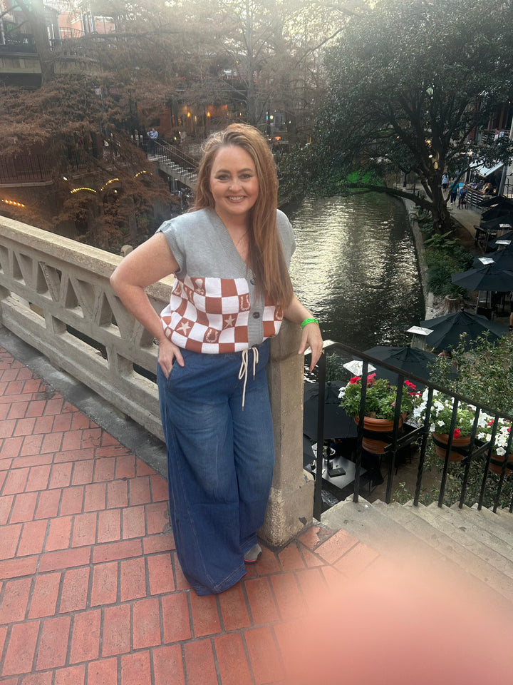 Women's Western Checkered Sweater Vest-Vests-Whiskey Ray's Boutique-Whiskey Ray's Boutique, Women's Western Wear Boutique in Waxahachie, TX