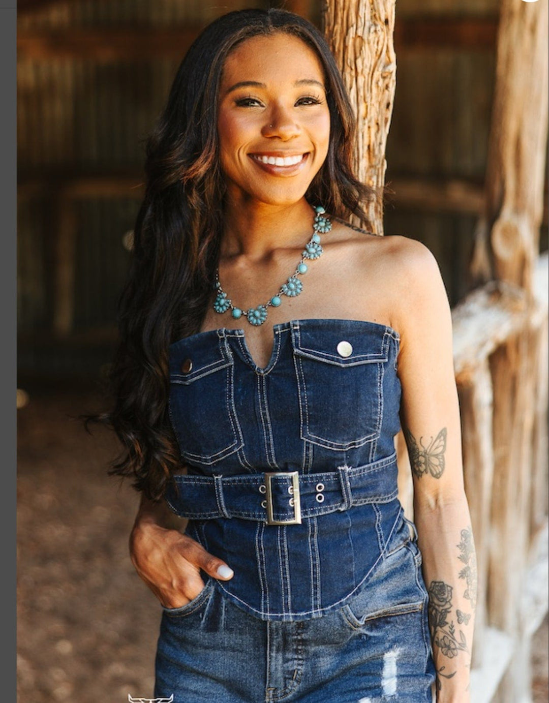 Backroad Beauty Denim Bustier-Women's top-Whiskey Ray's Boutique-Whiskey Ray's Boutique, Women's Western Wear Boutique in Waxahachie, TX