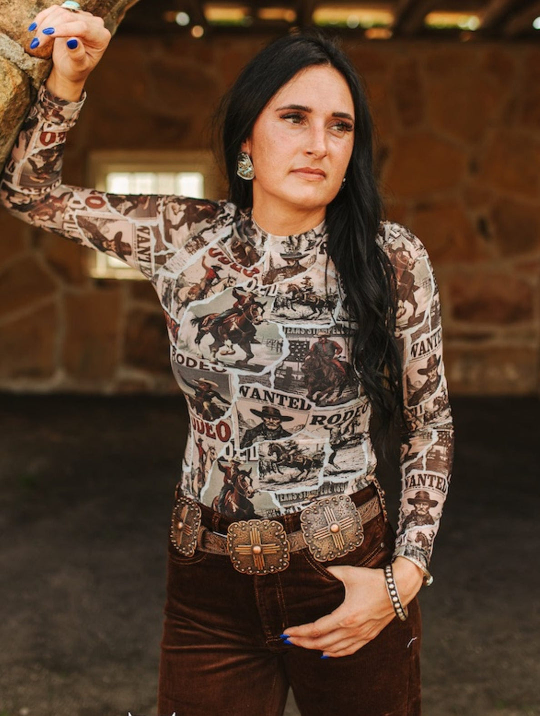 Wanted & Wild Rodeo Mesh Top-Women's top-Whiskey Ray's Boutique-Whiskey Ray's Boutique, Women's Western Wear Boutique in Waxahachie, TX