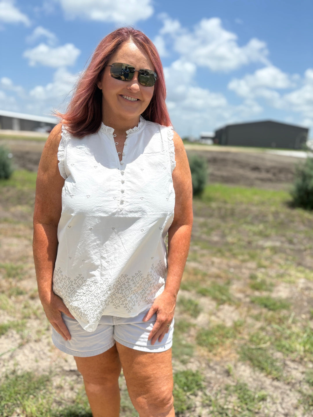 White Woven Tank-Women's top-Whiskey Ray's Boutique-Whiskey Ray's Boutique, Women's Western Wear Boutique in Waxahachie, TX