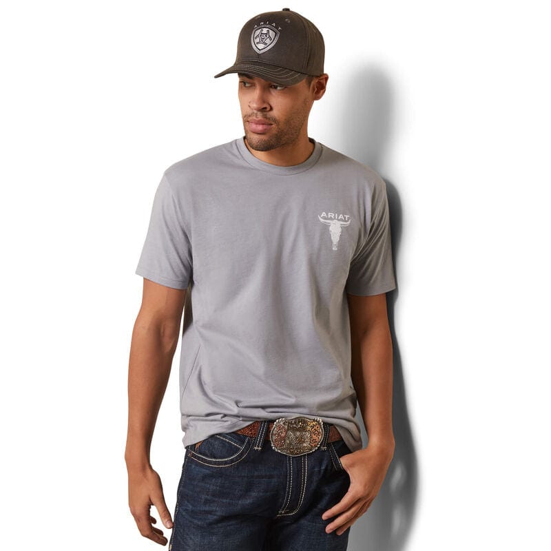 Ariat Steer Skull Flag T-Shirt-Men's Shirts-Ariat-Whiskey Ray's Boutique, Women's Western Wear Boutique in Waxahachie, TX