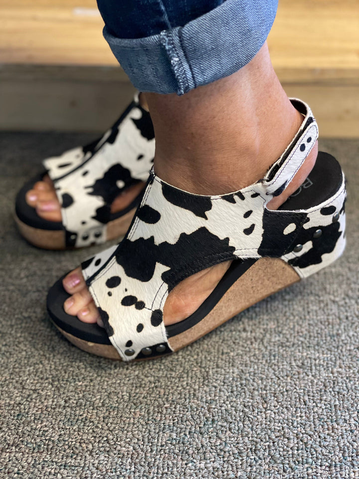 Pasture Cow Wedges-Wedges-Corky's-Whiskey Ray's Boutique, Women's Western Wear Boutique in Waxahachie, TX