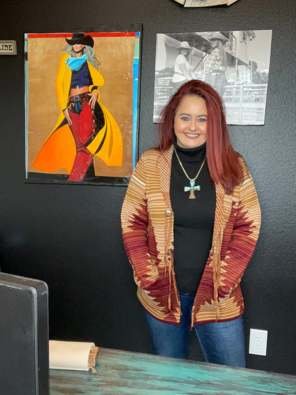 Aztec Concho Cardigan in Rust-Cardigans-Cotton & Rye-Whiskey Ray's Boutique, Women's Western Wear Boutique in Waxahachie, TX