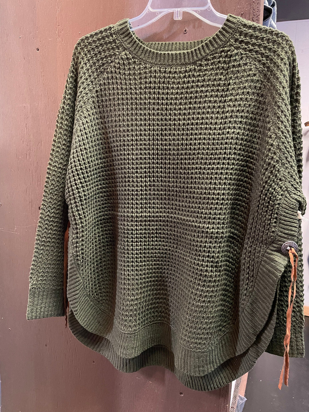 Olive Waffle Knit Sweater-Sweaters-Cotton & Rye-Whiskey Ray's Boutique, Women's Western Wear Boutique in Waxahachie, TX