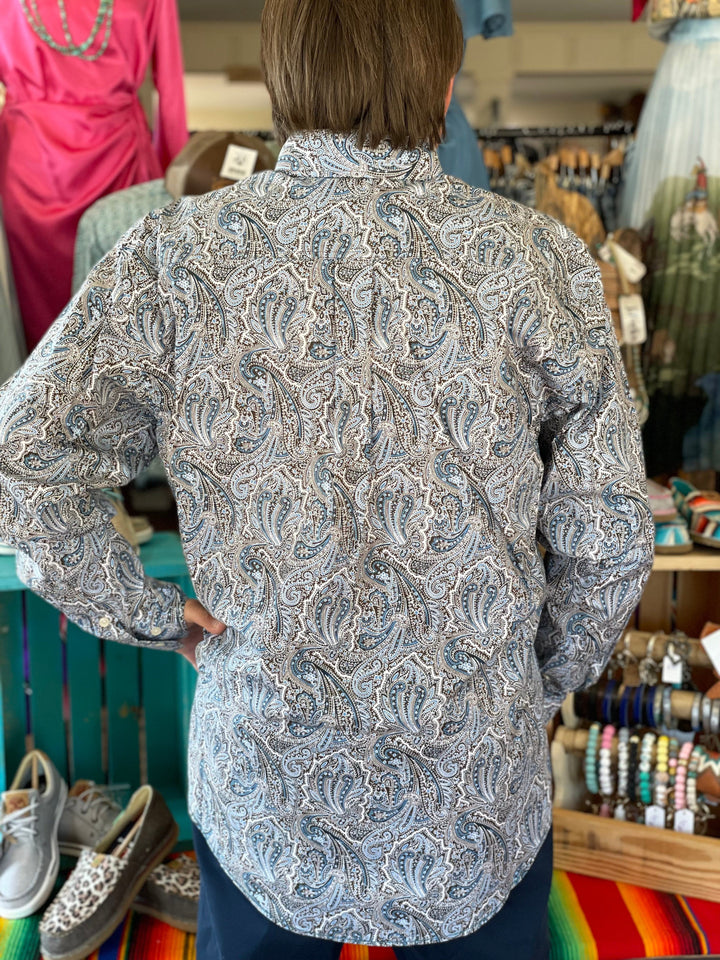 Pandandle Rough Stock Blue Paisley Shirt-Men's Shirts-Panhandle-Whiskey Ray's Boutique, Women's Western Wear Boutique in Waxahachie, TX