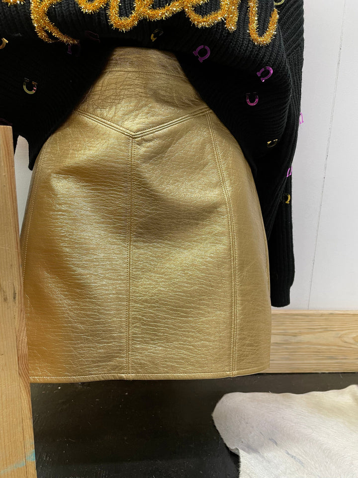 METALLIC PLEATHER SKIRT-Skirts-Rock & Roll Denim-Whiskey Ray's Boutique, Women's Western Wear Boutique in Waxahachie, TX