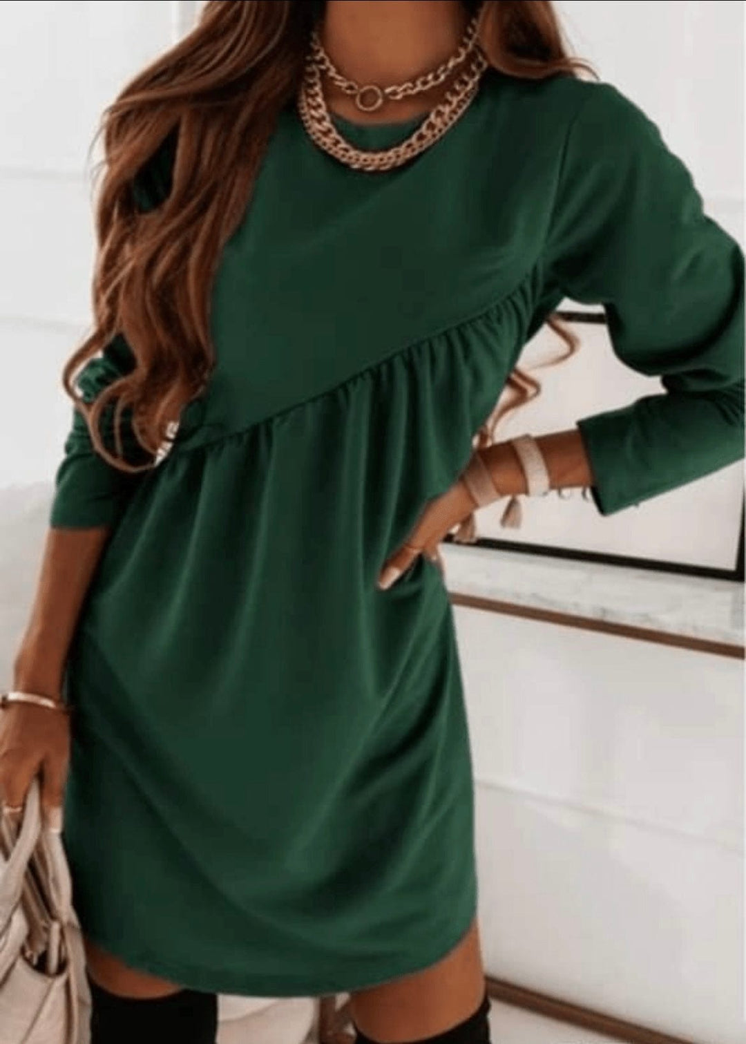 Hunter Green Dress-Dresses-Whiskey Ray's Boutique-Whiskey Ray's Boutique, Women's Western Wear Boutique in Waxahachie, TX