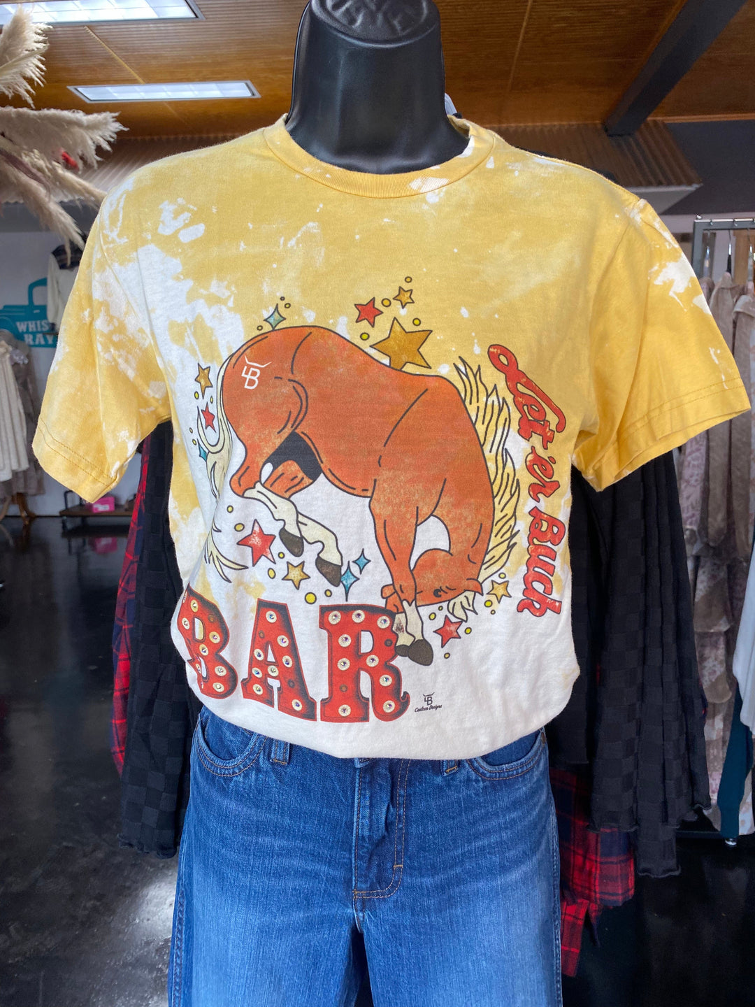 Let’s r Buck Bar T-Shirt-Graphic Tops-Whiskey Ray's Boutique-Whiskey Ray's Boutique, Women's Western Wear Boutique in Waxahachie, TX