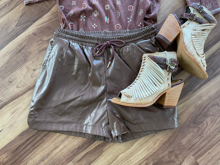 Faux leather Shorts-Shorts-Whiskey Ray's Boutique-Whiskey Ray's Boutique, Women's Western Wear Boutique in Waxahachie, TX