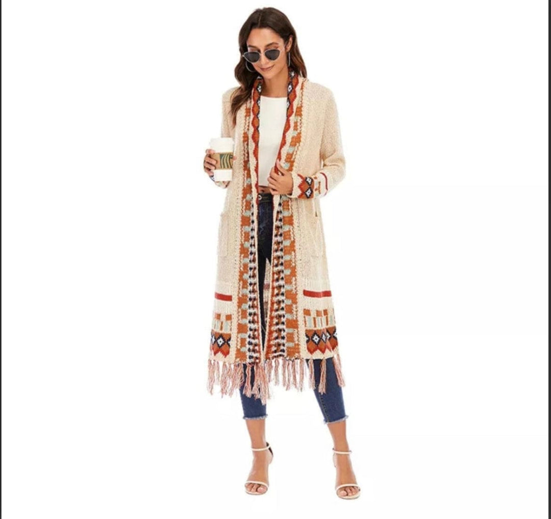 Taupe Long cardigan-Cardigans-Whiskey Ray's Boutique-Whiskey Ray's Boutique, Women's Western Wear Boutique in Waxahachie, TX