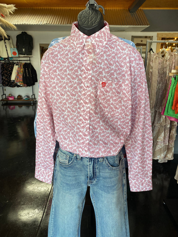 Wrangler George Strait Paisley Long Sleeve Shirt-Men's Shirts-Wrangler-Whiskey Ray's Boutique, Women's Western Wear Boutique in Waxahachie, TX