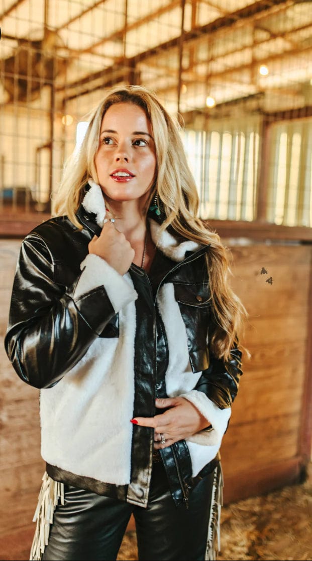 Cool Girl Black Jacket-Coats & Jackets-2FlyCo-Whiskey Ray's Boutique, Women's Western Wear Boutique in Waxahachie, TX