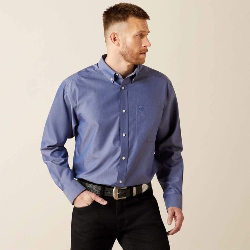 Ariat Wrinkle Free Solid Pinpoint Oxford Shirt-Men's Shirts-Ariat-Whiskey Ray's Boutique, Women's Western Wear Boutique in Waxahachie, TX