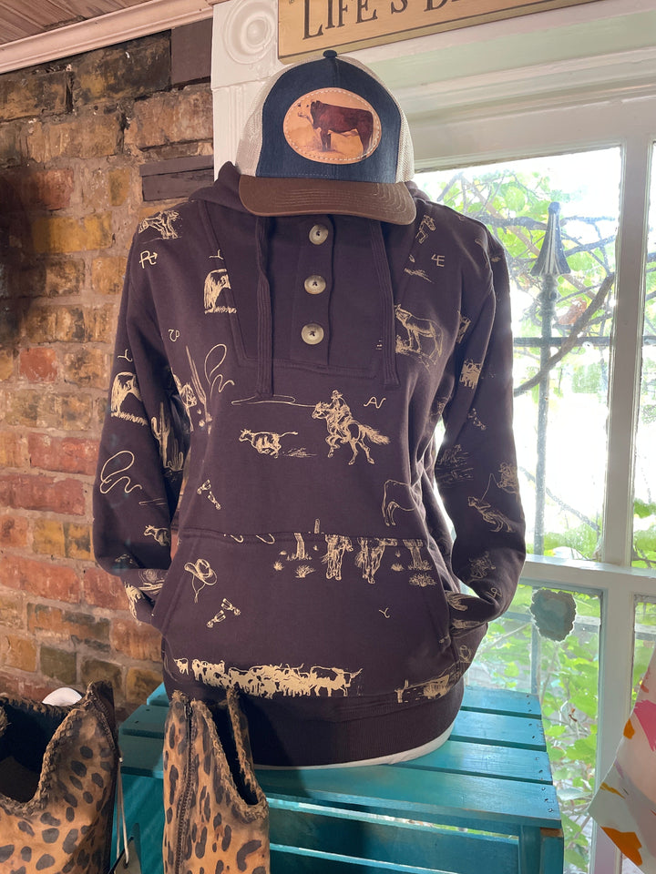 Ranchin Hoodie-Sweaters-Ariat-Whiskey Ray's Boutique, Women's Western Wear Boutique in Waxahachie, TX