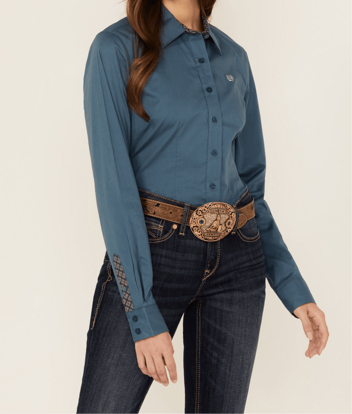 Women's Solid Stretch Long Sleeve Button Down-Long Sleeves-Cinch-Whiskey Ray's Boutique, Women's Western Wear Boutique in Waxahachie, TX