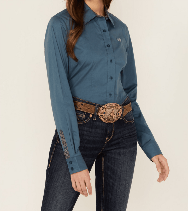 Women's Solid Stretch Long Sleeve Button Down-Long Sleeves-Cinch-Whiskey Ray's Boutique, Women's Western Wear Boutique in Waxahachie, TX