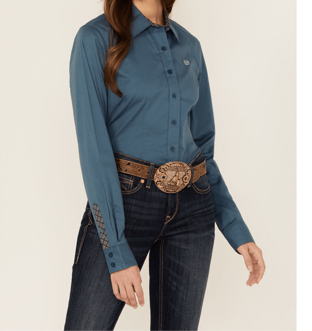 Women's Solid Stretch Long Sleeve Button Down-Long Sleeves-Cinch-Whiskey Ray's Boutique, Women's Western Wear Boutique in Waxahachie, TX