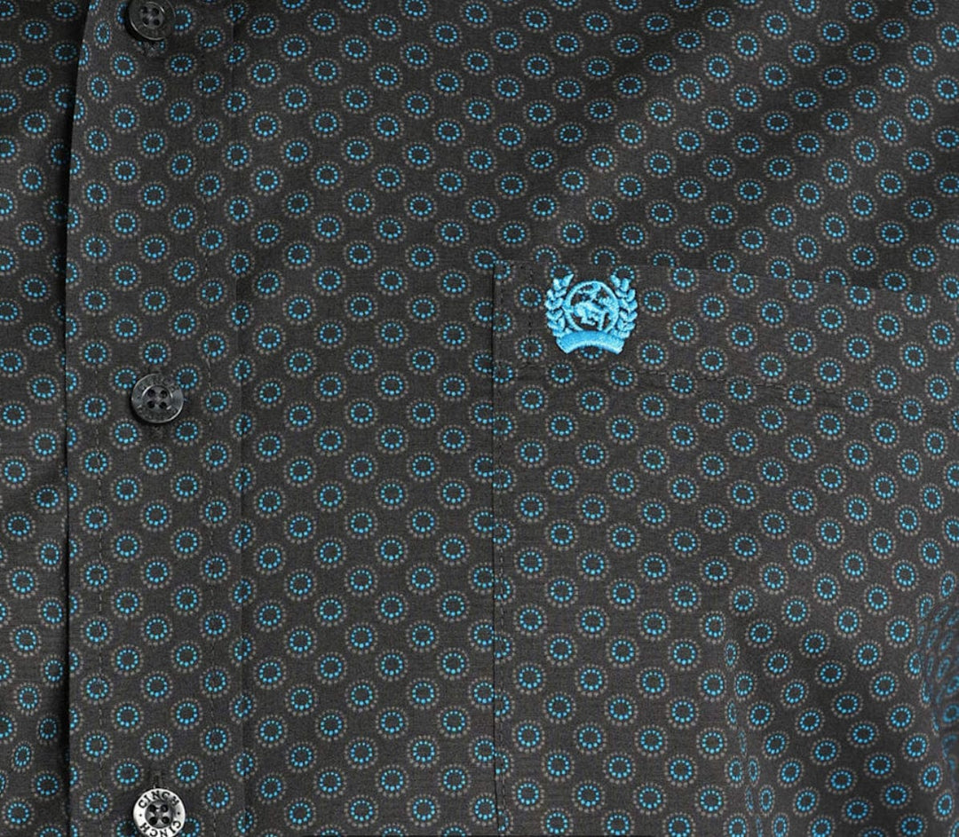 Cinch Geometric Charcoal Print Men's Shirt - MTW1105957-Men's Shirts-Cinch-Whiskey Ray's Boutique, Women's Western Wear Boutique in Waxahachie, TX