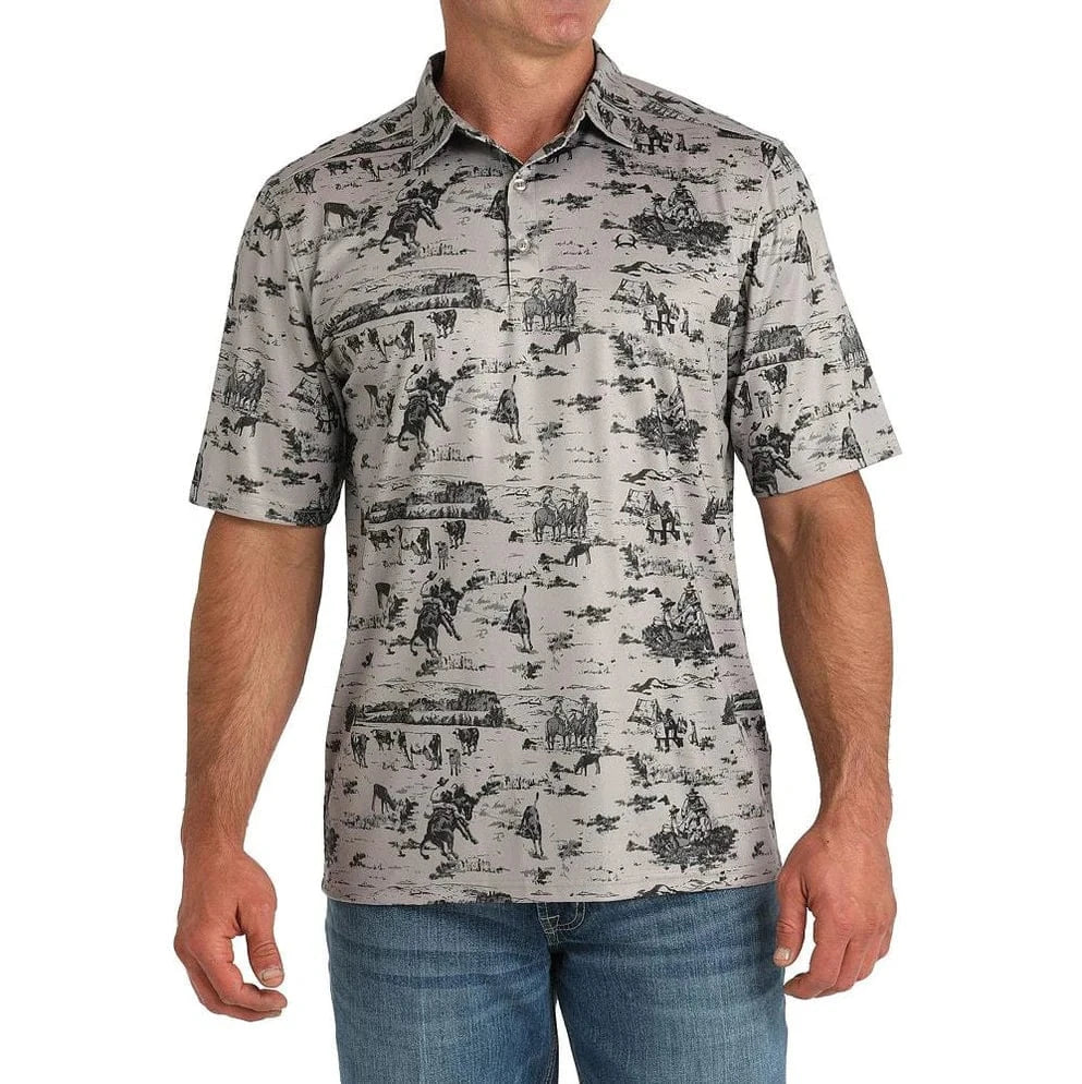 Cinch Men's Arenaflex Polo Gray-Men's Shirts-Cinch-Whiskey Ray's Boutique, Women's Western Wear Boutique in Waxahachie, TX