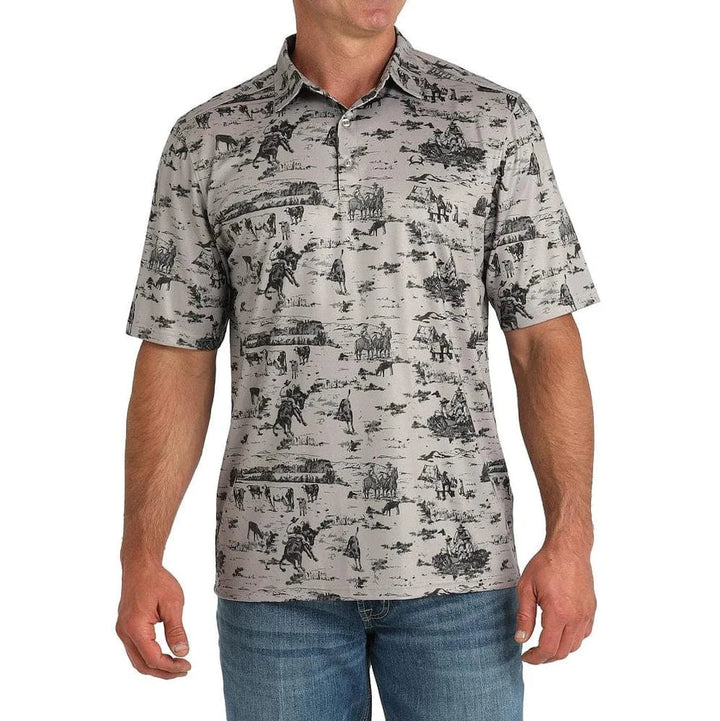 Cinch Men's Arenaflex Polo Gray-Men's Shirts-Cinch-Whiskey Ray's Boutique, Women's Western Wear Boutique in Waxahachie, TX