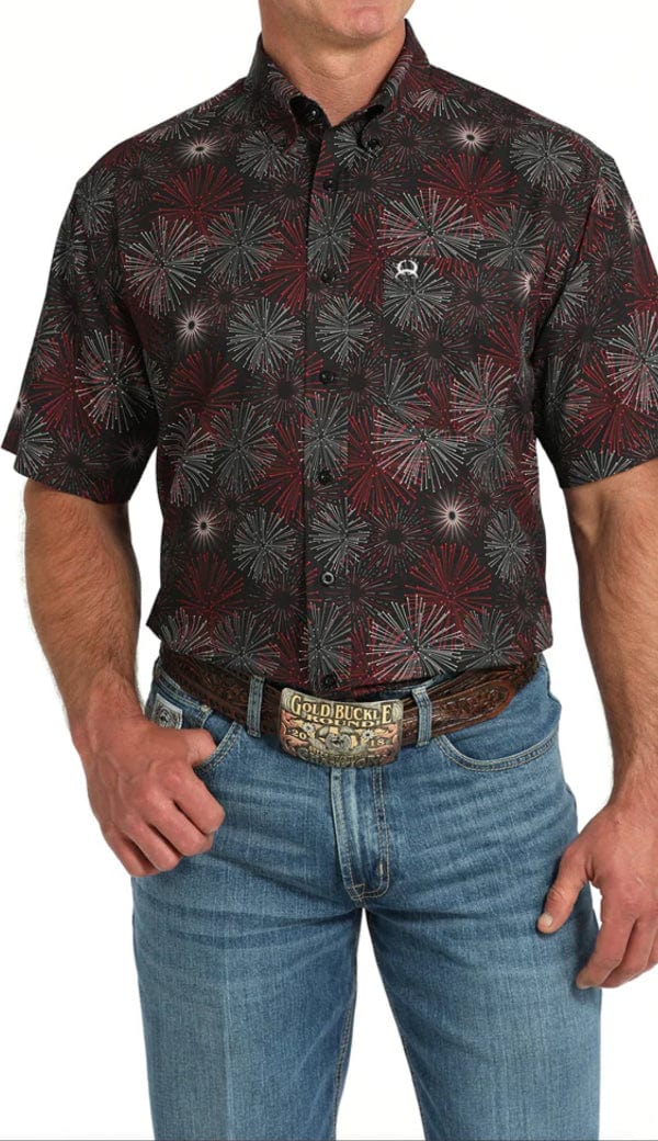 Cinch Men's ArenaFlex Short Sleeve Shirt-Black-Men's Shirts-Cinch-Whiskey Ray's Boutique, Women's Western Wear Boutique in Waxahachie, TX