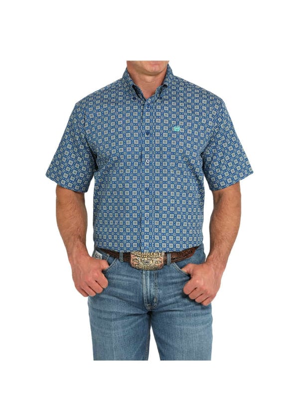Cinch Men's Geo Print Short Sleeve Button-Down Western Shirt-Men's Shirts-Cinch-Whiskey Ray's Boutique, Women's Western Wear Boutique in Waxahachie, TX