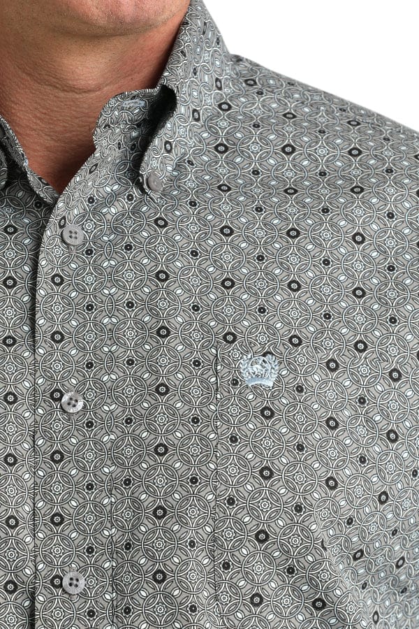 Cinch Men's Gray Geometric Print Button-Down Shirt-Men's Shirts-Cinch-Whiskey Ray's Boutique, Women's Western Wear Boutique in Waxahachie, TX
