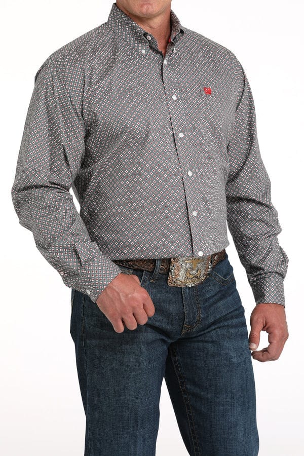 Cinch Men's Grey Allover Print Shirt-Men's Shirts-Cinch-Whiskey Ray's Boutique, Women's Western Wear Boutique in Waxahachie, TX